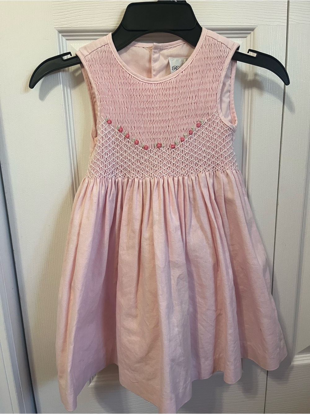 Rare Editions Light Pink Smocked Sleeveless Dress
